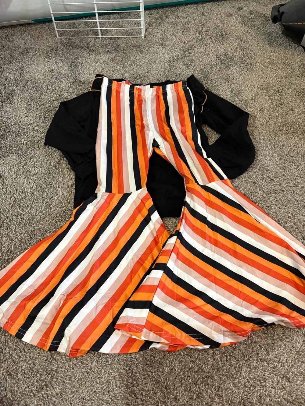 Girls fall Striped bell bottom pants with top